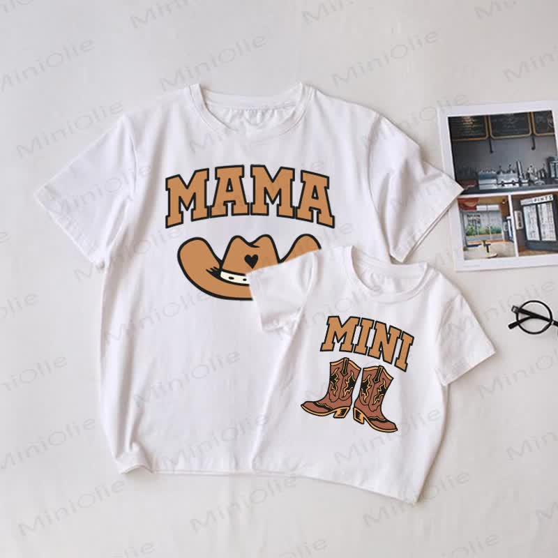 MAMA/MINI Cowboy Apparel Weißes Familien Passende T-Shirt - Weiß - T-Shirt für Erwachsene: XL - image 1