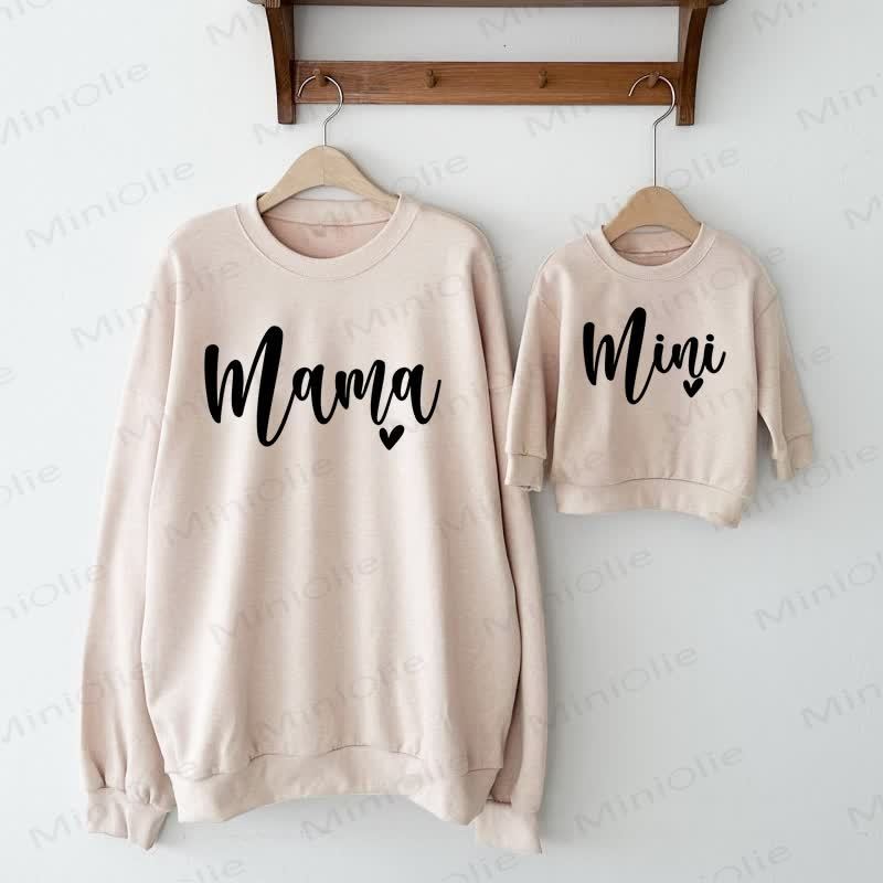MAMA/MINI Baby Beige Liebe Familien Sweatshirt - Beige - Sweatshirt für Erwachsene: XL - image 1