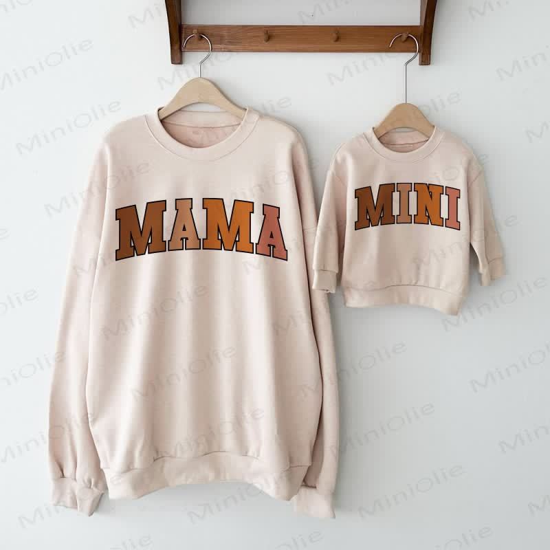 MAMA/MINI Baby Beige Familien Sweatshirt - Beige - Sweatshirt für Erwachsene: XL - image 1