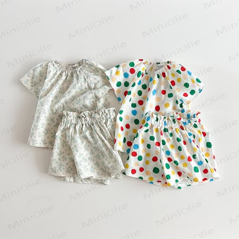 Kleinkind -Loungewear Kleid Set aus atmungsaktiver Baumwolle mit Punktmuster - image 1