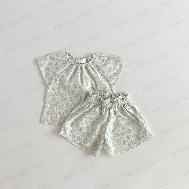 Kleinkind -Loungewear Kleid Set aus atmungsaktiver Baumwolle mit Punktmuster - Blumen - 6-7J - image 3