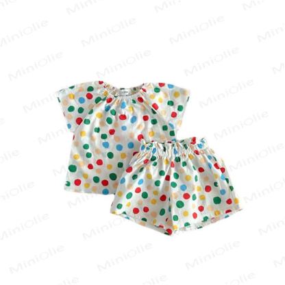 Kleinkind -Loungewear Kleid Set aus atmungsaktiver Baumwolle mit Punktmuster - image 5
