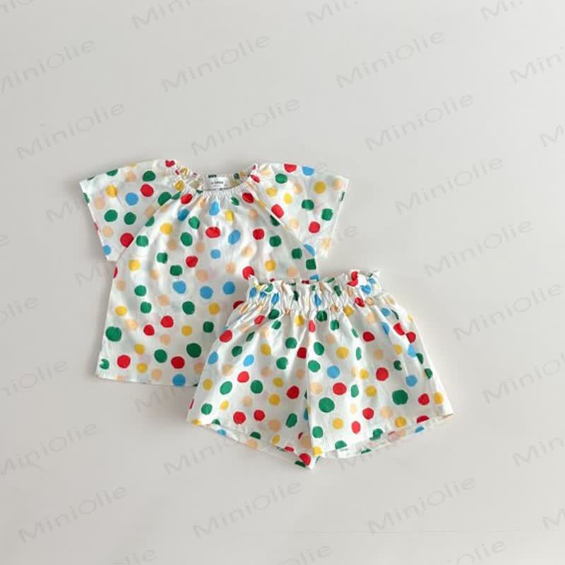 Kleinkind -Loungewear Kleid Set aus atmungsaktiver Baumwolle mit Punktmuster - Punkt - 6-7J - image 7