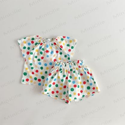 Kleinkind -Loungewear Kleid Set aus atmungsaktiver Baumwolle mit Punktmuster - Punkt - 6-7J - image 7
