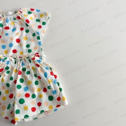Kleinkind -Loungewear Kleid Set aus atmungsaktiver Baumwolle mit Punktmuster - image 10
