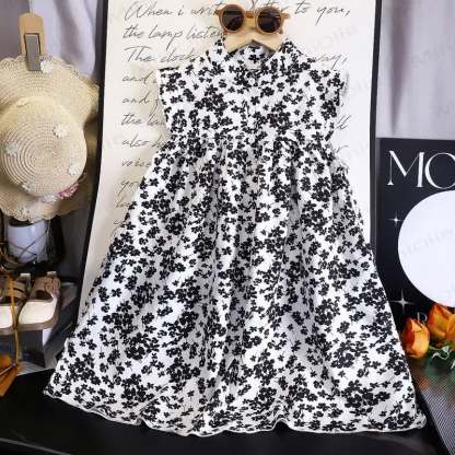 Baby Kleinkind Mädchen Blumen mit Kleid - Schwarz - 6-7J - image 5