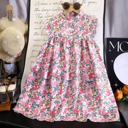 Baby Kleinkind Mädchen Blumen mit Kleid - Koralle - 6-7J - image 6