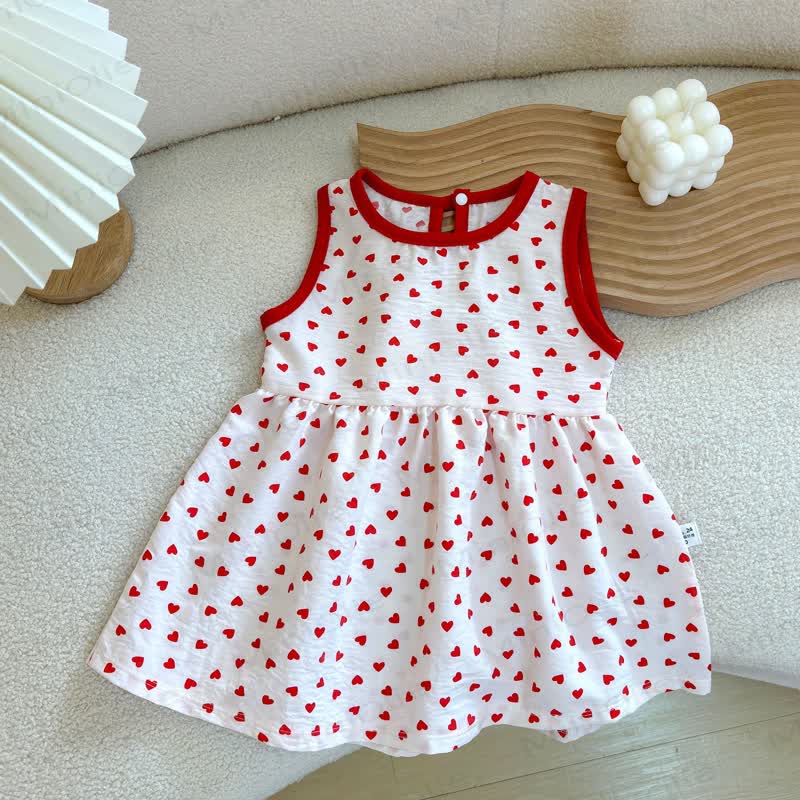 Baby Kleinkind -Mädchen-Sommerkleid mit Herz und Blume - Rot - 8-9J - image 2