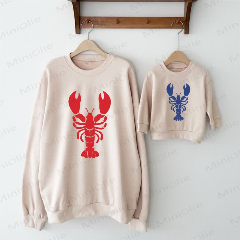 Familie Hummer Sweatshirt - Beige - Sweatshirt für Erwachsene: XL - image 1