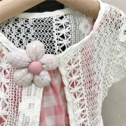 Rosa Plaid Baby mit Lace​ - image 3