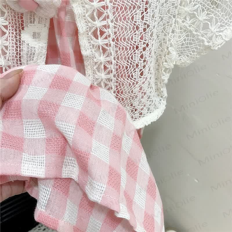 Rosa Plaid Baby mit Lace​ - image 4