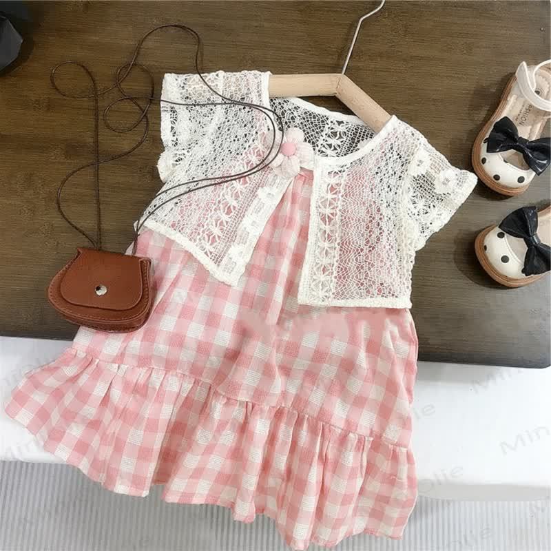 Rosa Plaid Baby mit Lace​ - image 5