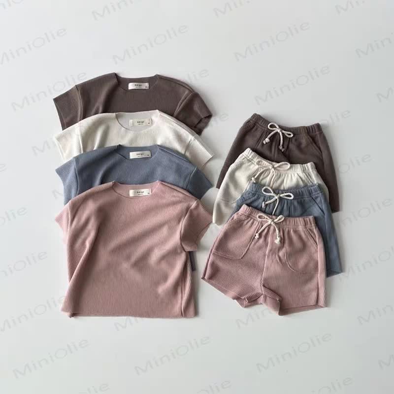 Set aus weichem, Gerippt Baby T-Stück und Shorts mit Kordelzug - image 1