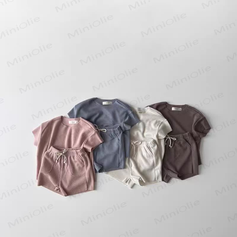 Set aus weichem, Gerippt Baby T-Stück und Shorts mit Kordelzug - image 4