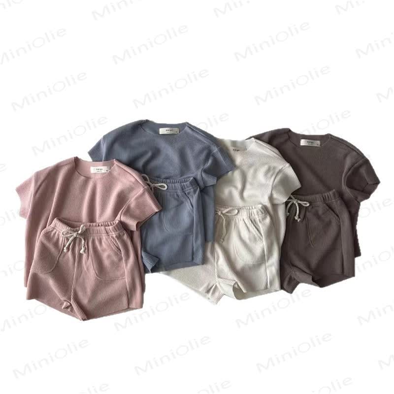 Set aus weichem, Gerippt Baby T-Stück und Shorts mit Kordelzug - image 5