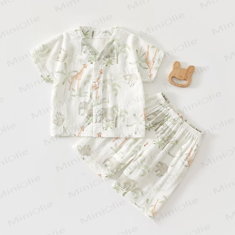 Baby - Set aus atmungsaktiver Gaze mit Obst und Tier - Giraffe - 18-24M - image 2