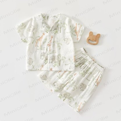 Baby - Set aus atmungsaktiver Gaze mit Obst und Tier - Giraffe - 18-24M - image 2