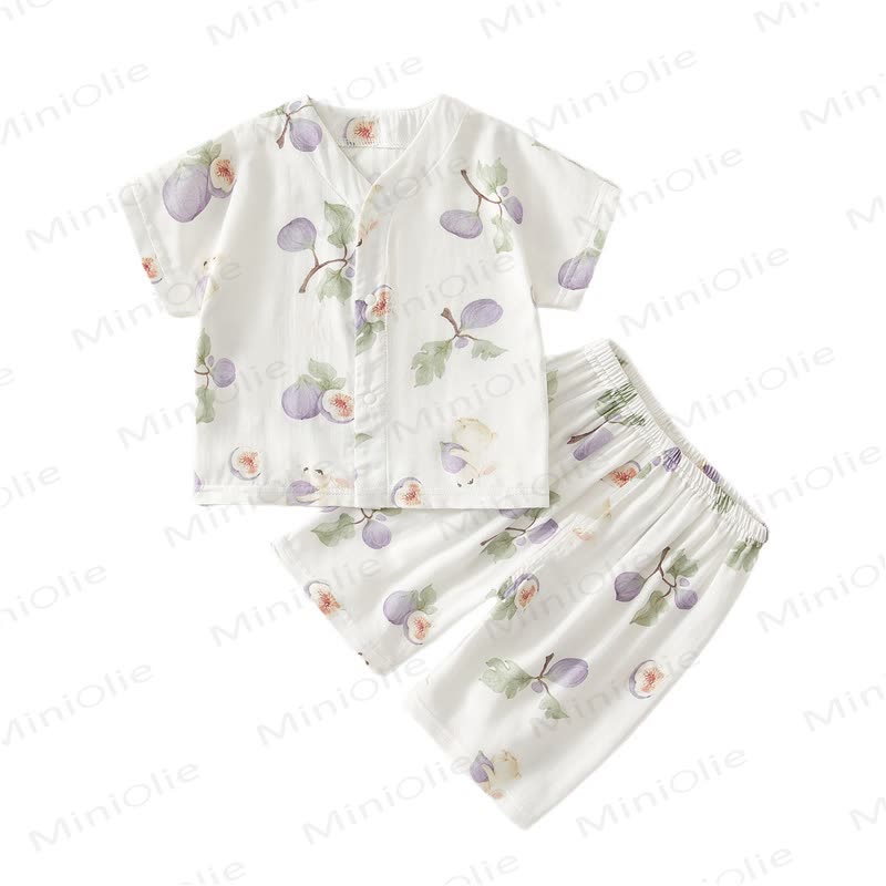 Baby - Set aus atmungsaktiver Gaze mit Obst und Tier - image 5