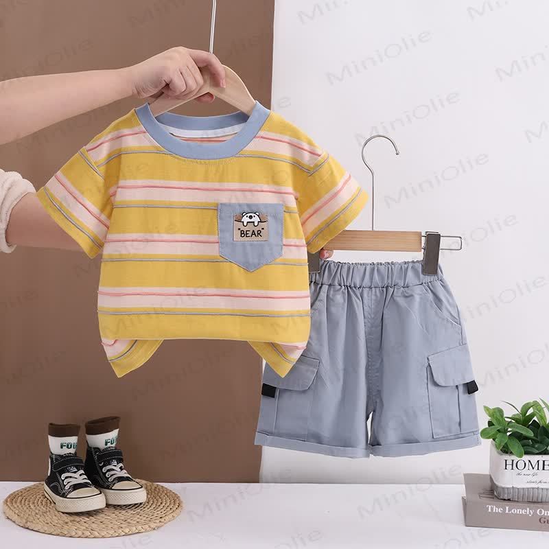BEAR Kleinkind Streifen- T-Stück und Shorts Set - image 2