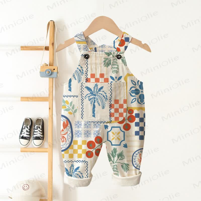 Sommer Overalls mit italienischen Elementen für Baby und Kleinkind - Beige - 3-5J - image 1