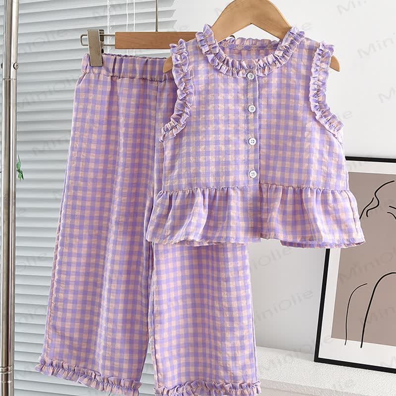 Ärmelloses Westen- und Hose Set für Kleinkind-Mädchen, 2-teilig - Lila - 7Y - image 2