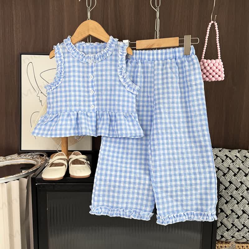 Ärmelloses Westen- und Hose Set für Kleinkind-Mädchen, 2-teilig - Blau - 7Y - image 3