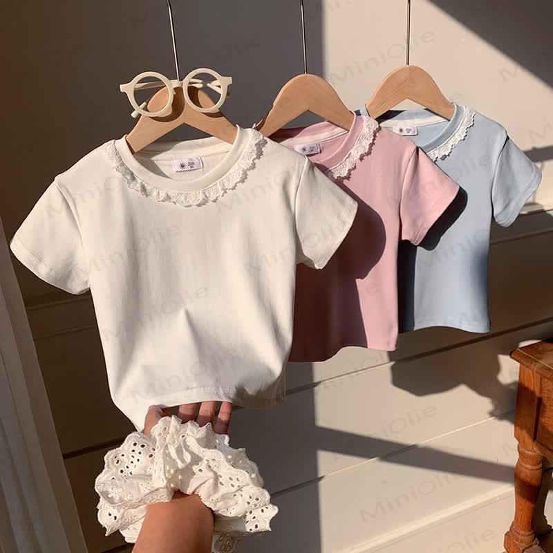 Kurzarm-T-Shirt mit Lace für Kleinkind - image 4