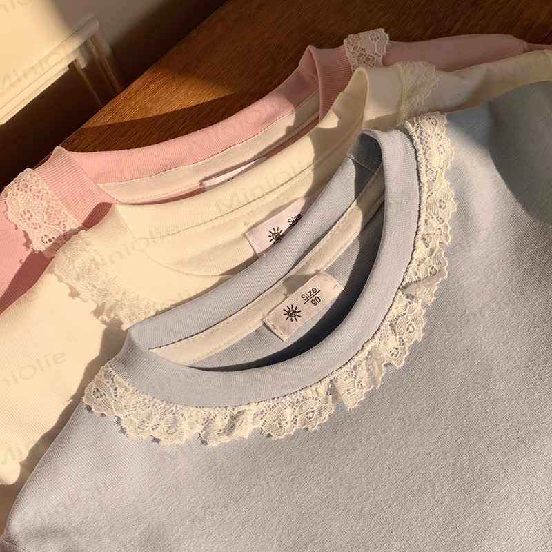 Kurzarm-T-Shirt mit Lace für Kleinkind - image 5