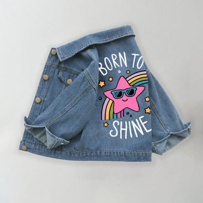 BORN TO SHINE Kleinkind Kinder-Mädchen Regenbogen Stern Denim - Blau - 10-11J - image 1