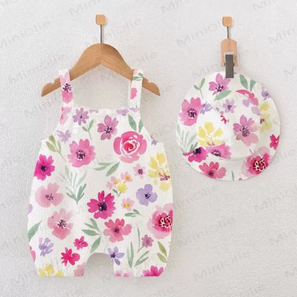 Weißer Baby Blume mit Blumenmuster und Strampler Hut - Weiß - 18-24M - image 1