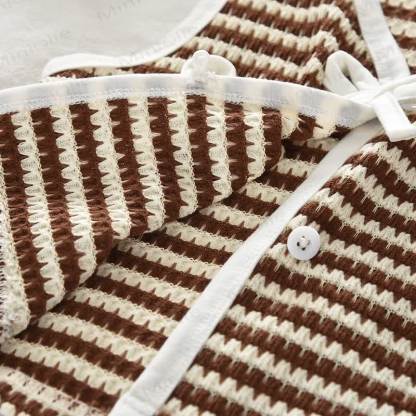 2-teiliges Set für Kleinkind-Mädchen : Khaki Streifen Weste und Hose - image 3