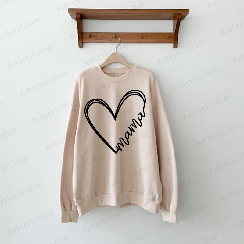 MAMA/MINI Liebe Herz Baby Beige Familien Sweatshirt - image 2