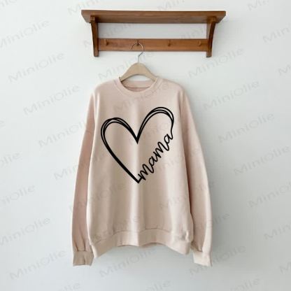 MAMA/MINI Liebe Herz Baby Beige Familien Sweatshirt - image 2