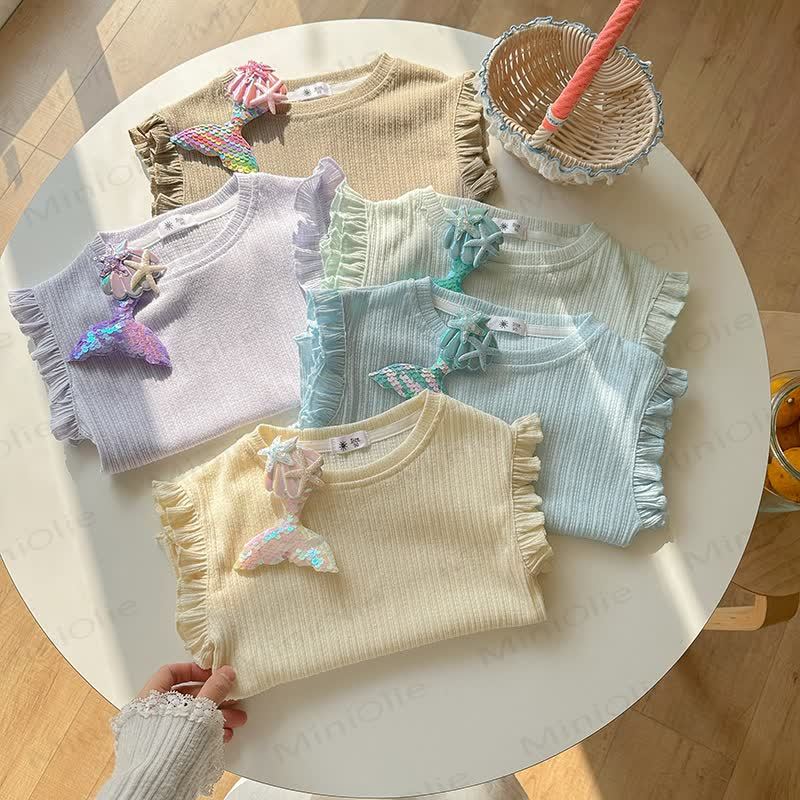Zweiteiliges Set für Kleinkind-Mädchen : Weste und Shorts in Einfarbig - image 2