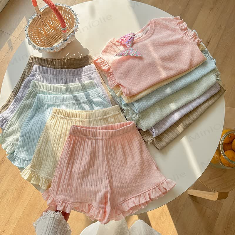 Zweiteiliges Set für Kleinkind-Mädchen : Weste und Shorts in Einfarbig - image 1