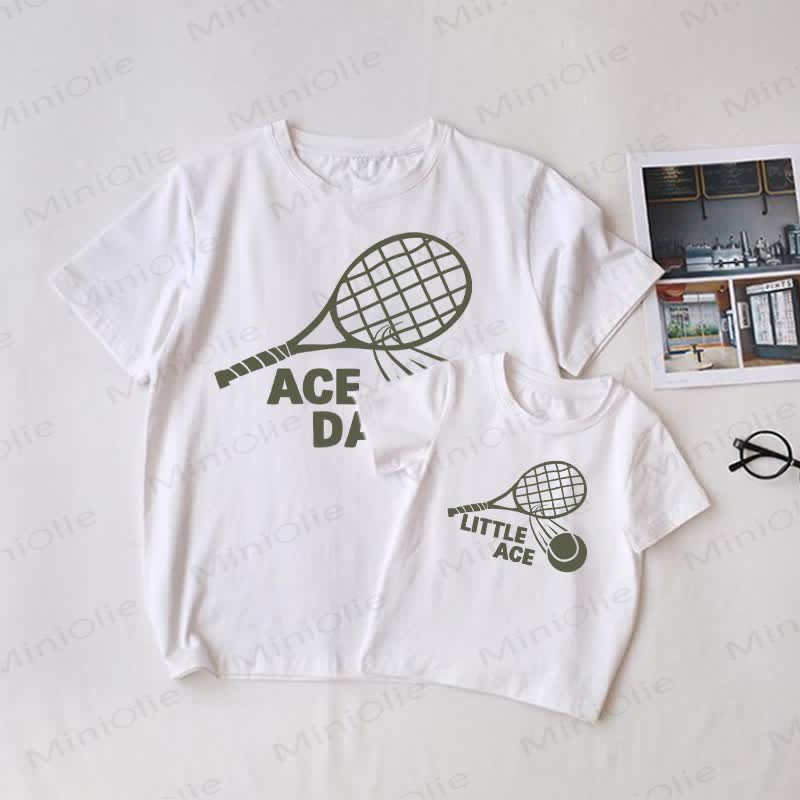 ACE DAD/LITTLE ACE Baby Weißes Familien Passende T-Shirt - Weiß - T-Shirt für Erwachsene: XL - image 1