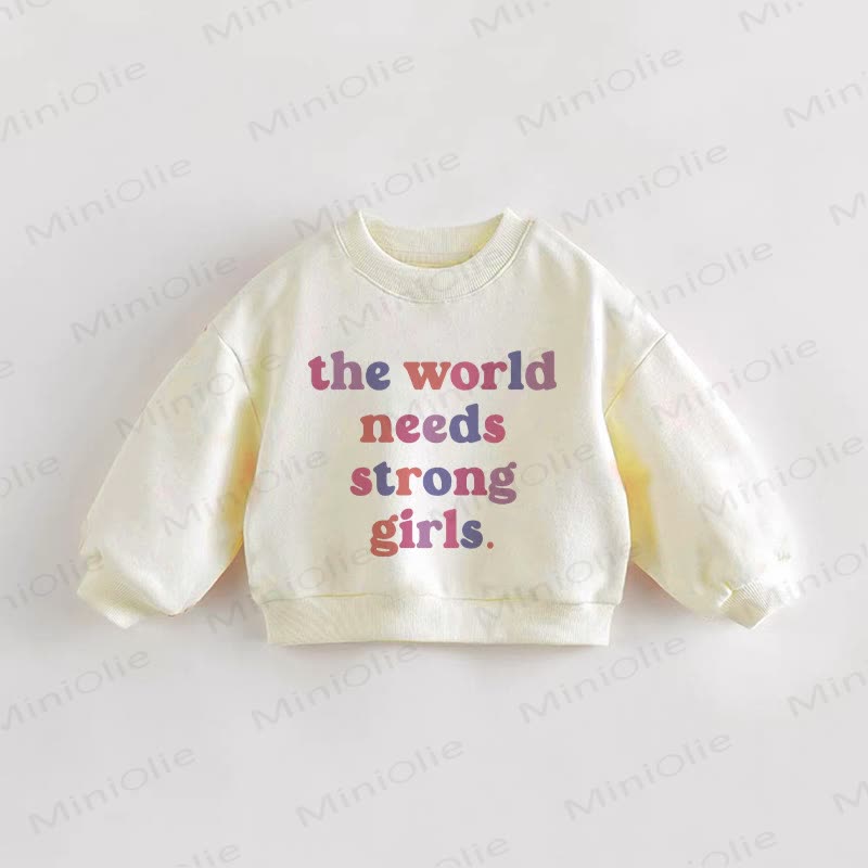 THE WORLD NEEDS STRONG GIRLS. Kleinkind Baby - Beige Sweatshirt - Creme - 3-5J - image 1