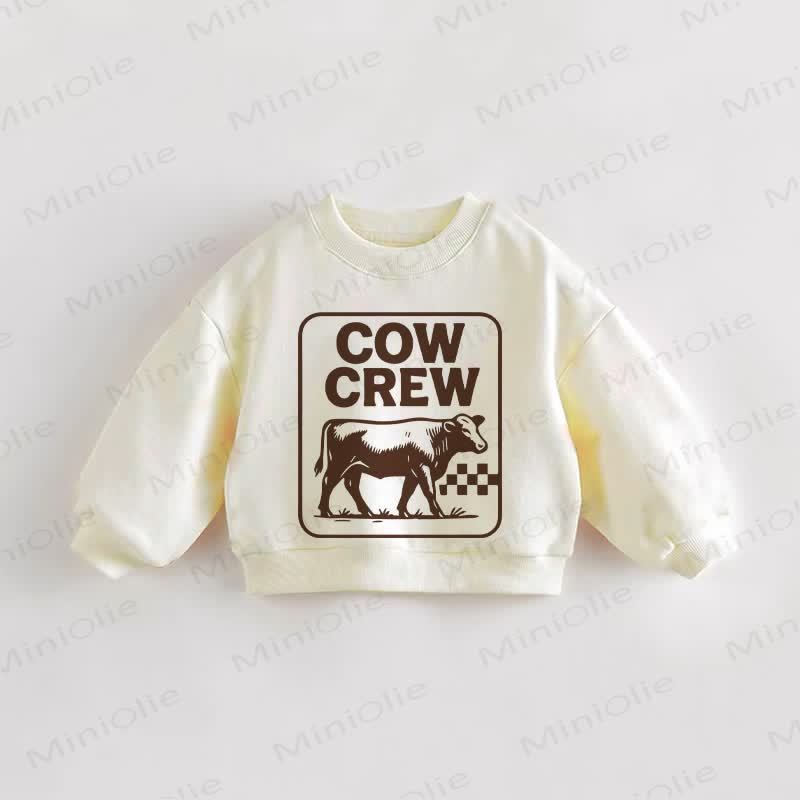 COW CREW Baby Kleinkind Beige Sweatshirt - Creme - 3-5J - image 1