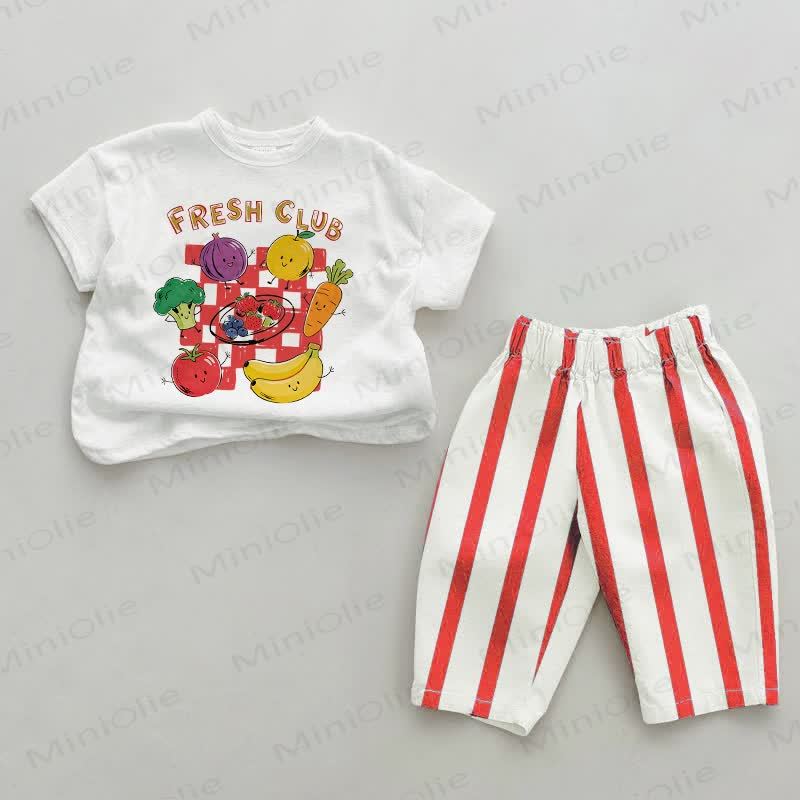 FRESH CLUB Baby Rot Streifen 2-teiliges Set - Rot & Weiß - 2-3J - image 1