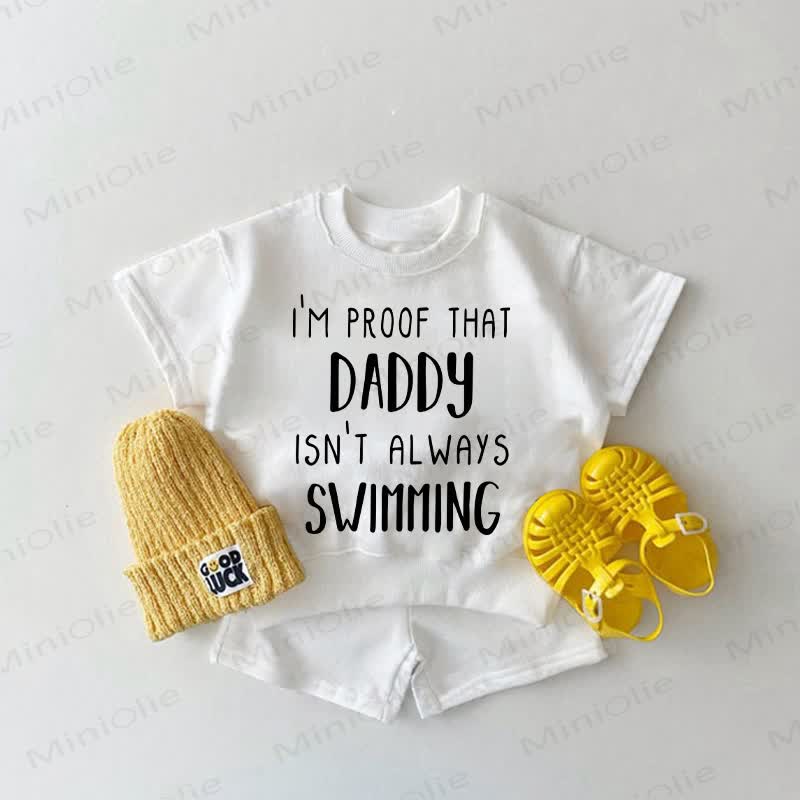 I'M PROOF THAT DADDY ISN'T ALWAYS SWIMMING – Baby Slogan, 2-teiliges weißes Set - Weiß - 2-3J - image 1