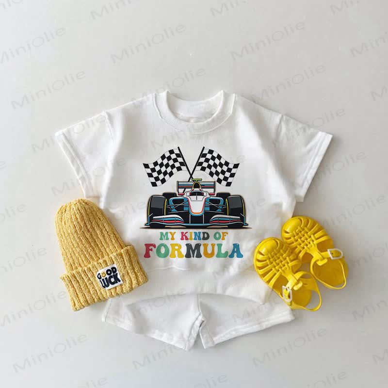 MY KIND OF FORMULA Baby Auto Racing Print 2-teiliges weißes Set - Weiß - 2-3J - image 1