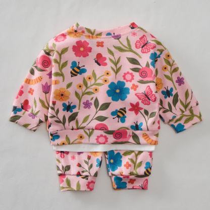 Baby Kleinkind Sweatshirt mit Blume und Schmetterling , 2-teiliges Set - image 2