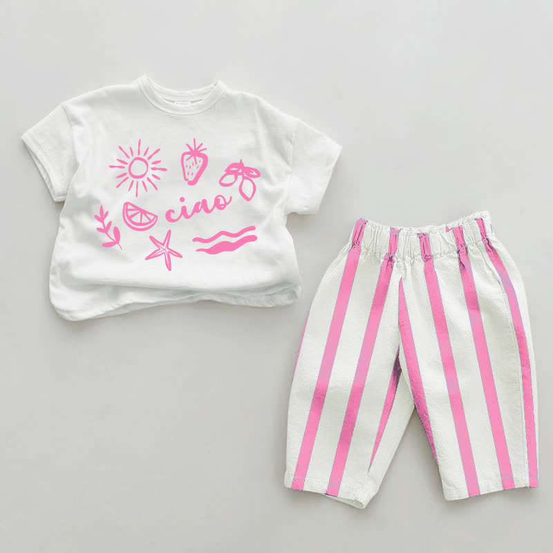 CIAO Baby Vertikal Streifen 2-teiliges Set - Weiß & Rosa - 2-3J - image 2