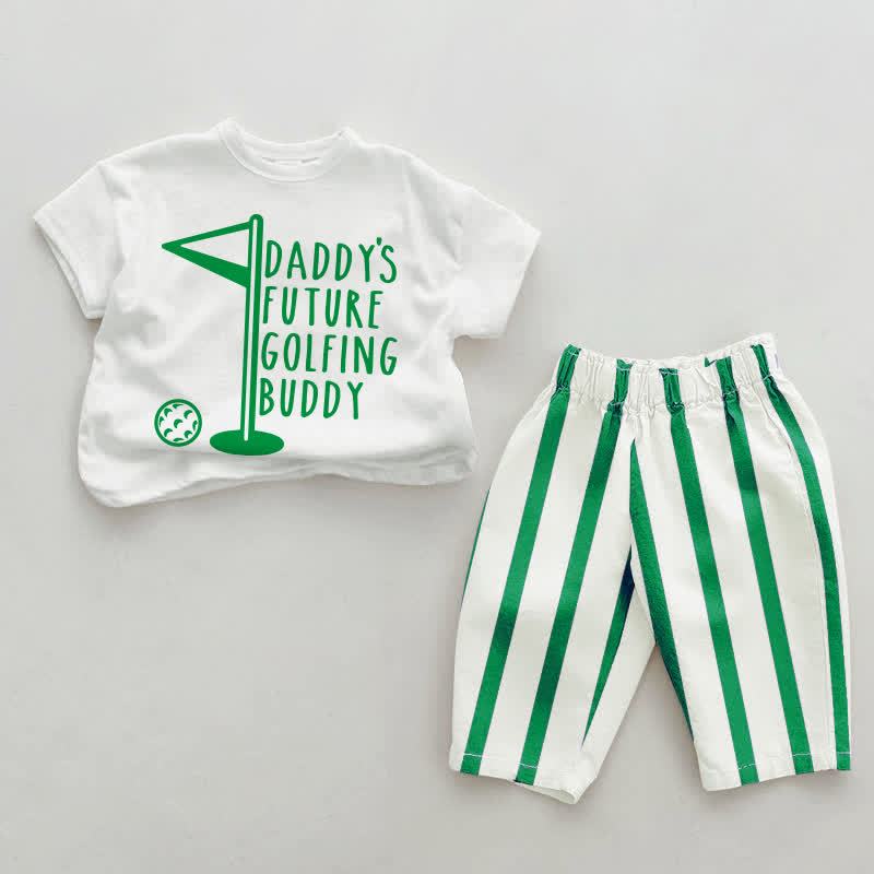 DADDY'S FUTURE GOLFING BUDDY Baby 2-teiliges Set mit vertikalen Streifen - Weiß & Grün - 2-3J - image 3