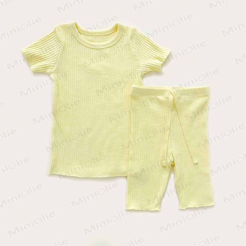 Baby Kleinkind - Schlafanzug Set, Einfarbig, Gerippt - Gelb - 4-5J - image 3