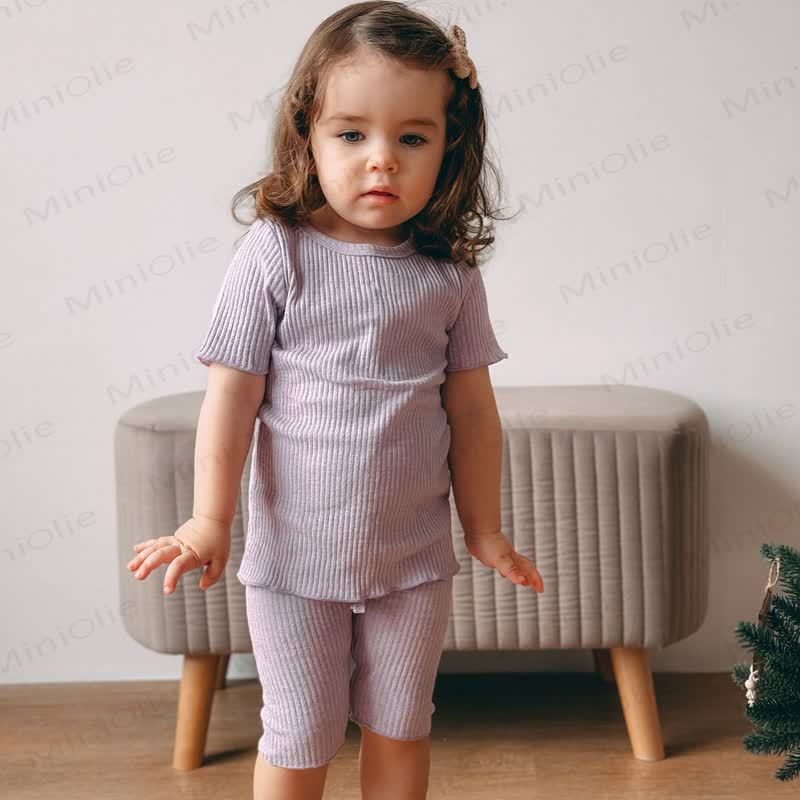 Baby Kleinkind - Schlafanzug Set, Einfarbig, Gerippt - image 6