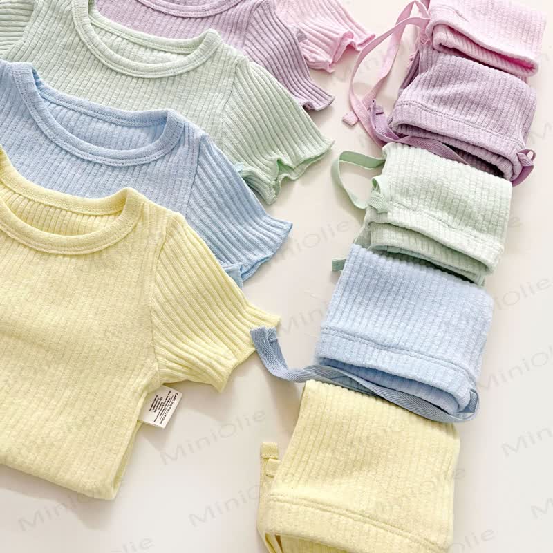 Baby Kleinkind - Schlafanzug Set, Einfarbig, Gerippt - image 8