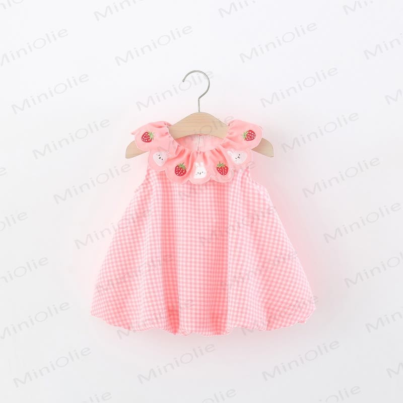 Vestitino a quadri con fragole e coniglietti per bambina - Rosa - 4-5J - image 2