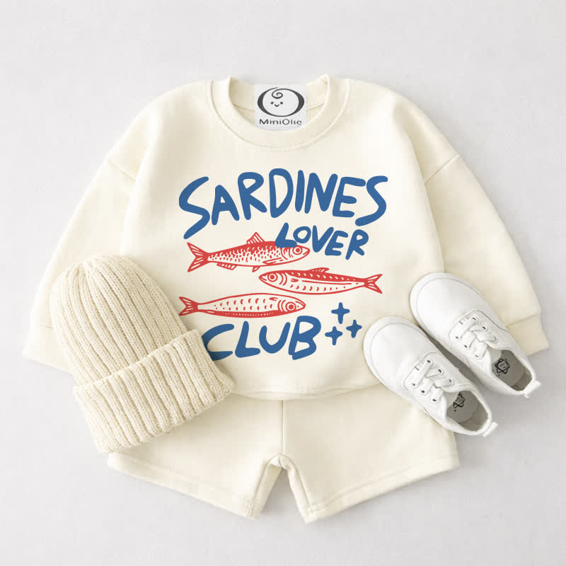 SARDINES LOVER CLUB Baby Cremeweißes Sweatshirt und Shorts 2-teiliges Set - Cremeweiß - 3-4J - image 1