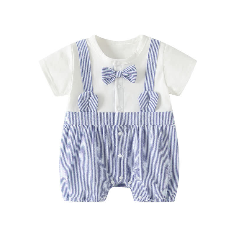 Baby Schleife mit Fliege , Blau -weiß Streifen, Strampler - image 4